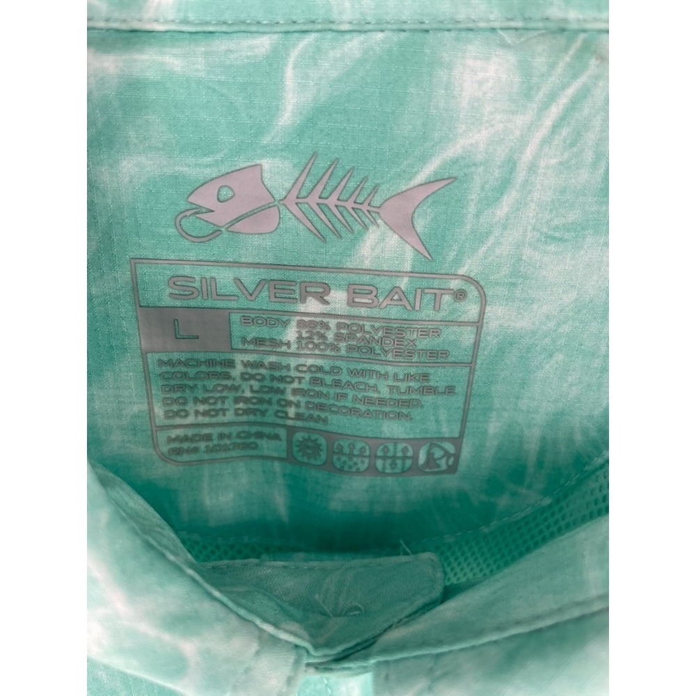 Silver Bait Shirt Mens Size L Fishing Vented Hiking Zip Pockets Mesh‎ UPF 50+ - Picture 7 of 13